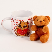 Набор «Люблю тебя», игрушка в кружке, мишка, цвет МИКС Набор «Люблю тебя», игрушка в кружке, мишка, цвет МИКС