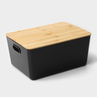 Контейнер для хранения с крышкой LaDо́m &laquo;Лаконичность&raquo;, 31,5&times;22&times;15 см, цвет тёмно - серый