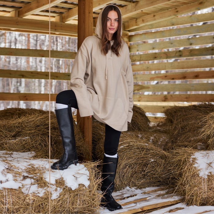 Джемпер женский MIST с капюшоном, бежевый, onesize (44-48)