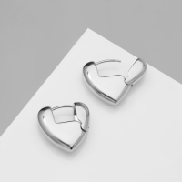 Серьги металл &laquo;Аккорд&raquo; сердце, такт, цвет серебро