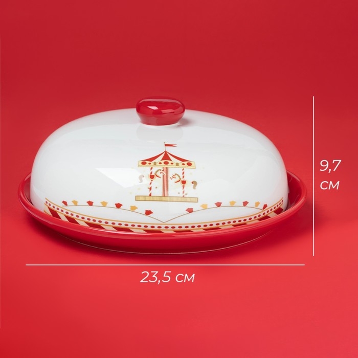 Блинница новогодняя Доляна &laquo;Парк аттракционов&raquo;, d=23 см, керамика, цвет белый