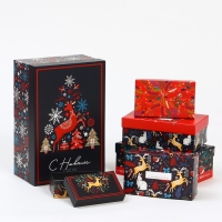 Набор коробок подарочных 15 в 1 &laquo;Европейский&raquo;, 12 х 7 х 4 см - 46,6 х 35,2 х 17.5 см, Новый год