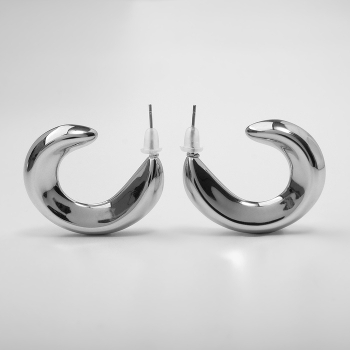 Серьги пластик &laquo;Майя&raquo; крюг, цвет серебро