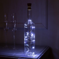 Гирлянда &laquo;Нить&raquo; 1 м роса с пробкой, IP44, серебристая нить, 10 LED, свечение белое, фиксинг, солнечная батарея