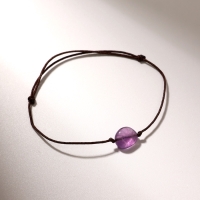 Браслет желаний &laquo;Аметист&raquo; на коричневой нити, длина регулируется