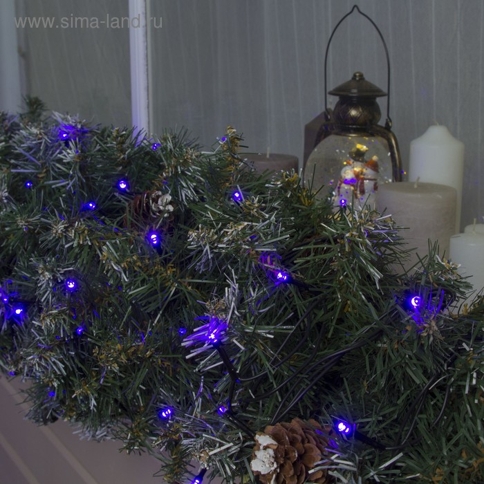 Гирлянда &laquo;Нить&raquo; 20 м, IP44, тёмная нить, 200 LED, свечение фиолетовое, 8 режимов, 220 В