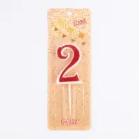 Свеча в торт на шпажке &laquo;Рубиновая коллекция&raquo;, цифра 2, 5.2 см, рубиновая