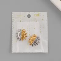 Замок магнитный металл "Солнце" набор 2 шт золото-серебряный 2,7х2,6 см