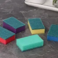 Губка для посуды с чистящим слоем Доляна &laquo;Эконом&raquo;, 7.5&times;4.5&times;2.5 см, 5 шт., мини