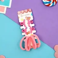 Набор для волос "Оливия" (4 резинки 4 см, 4 краба 2,5 см) петелька, розовый