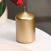 Свеча - цилиндр, 4х6 см, 9 ч, золото