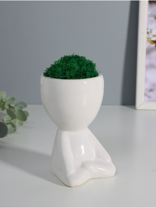 Кашпо керамика "Мистер Грин йог" 11,5*7*8 см белый