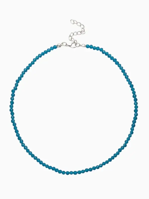 Чокер из бисера &laquo;Хрусталь&raquo;, морской в серебре, 37 см + 5 см доп, цепочка