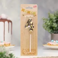 Свеча для торта &laquo;Алмаз&raquo;, цифра 4, золотой с черным