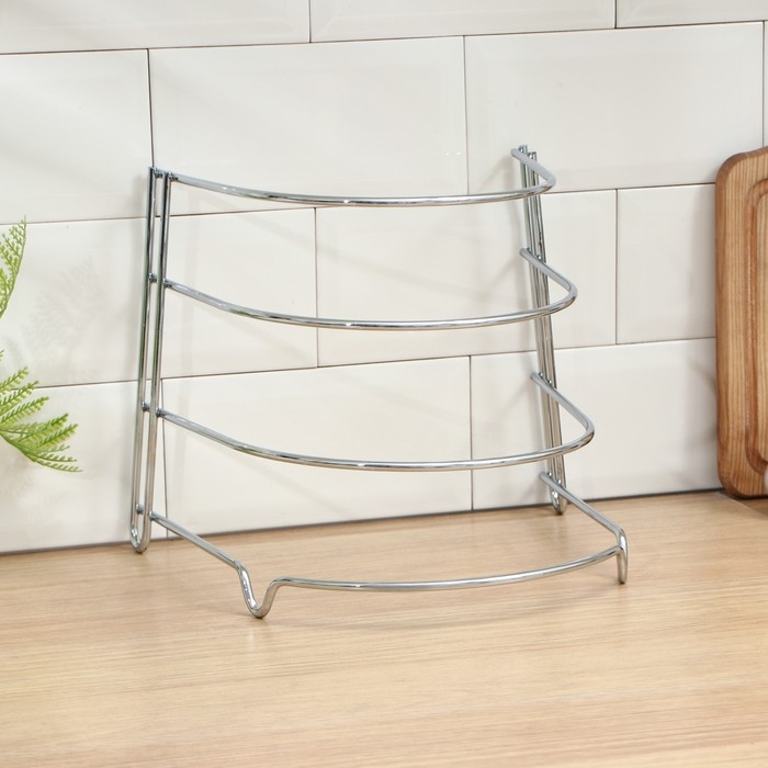 Подставка для хранения сковород Доляна, 24&times;27&times;26 см, цвет хром