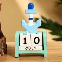 Календарь настольный &laquo;Якорь&raquo;, 7&times;4&times;10 см, дерево, бирюзово-голубой