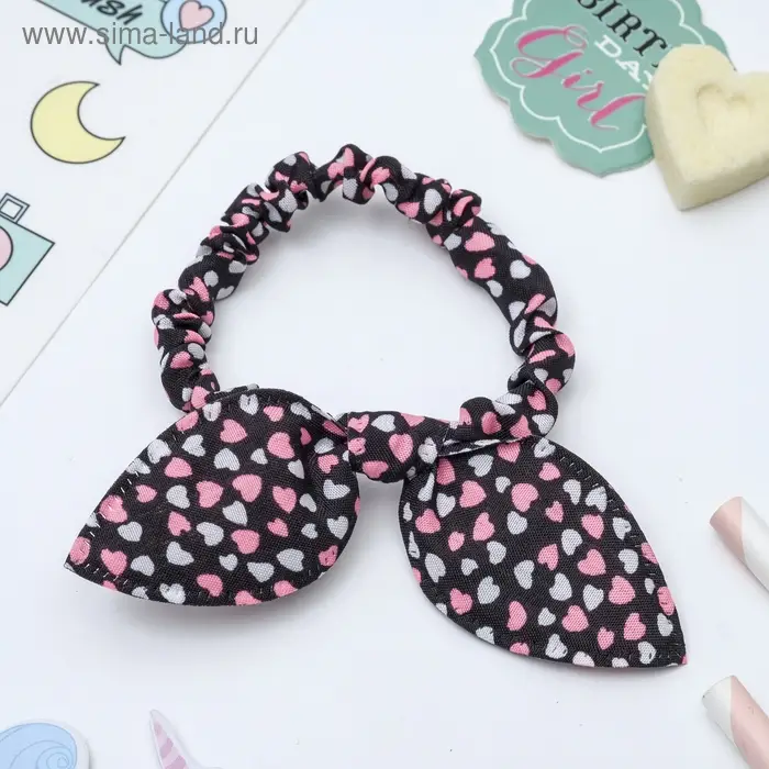 Резинка для волос &laquo;Веселые ушки&raquo;, кружева сердечки, МИКС