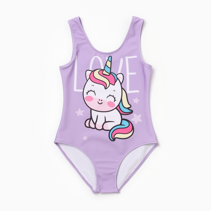 Купальник для девочки KAFTAN &laquo;Единорог&raquo;, рост 98 см, цвет лиловый