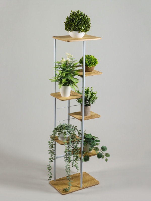 Подставка для цветов Greengo, 7 полок, 36 &times; 23 &times; 120 см, напольная, каркас металл, полки МДФ, белая