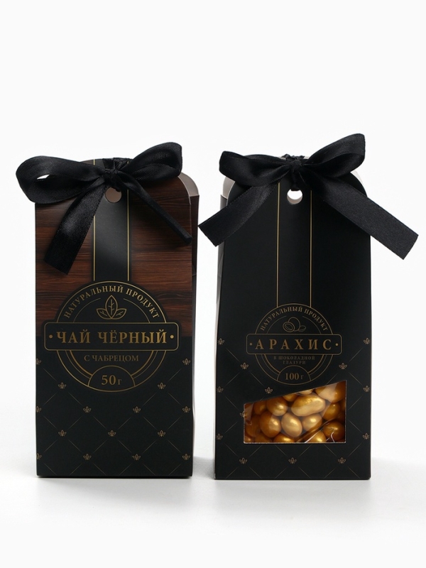 Подарочный набор &laquo;Деревянный: мужской&raquo;: чай, арахис в шоколадной глазури