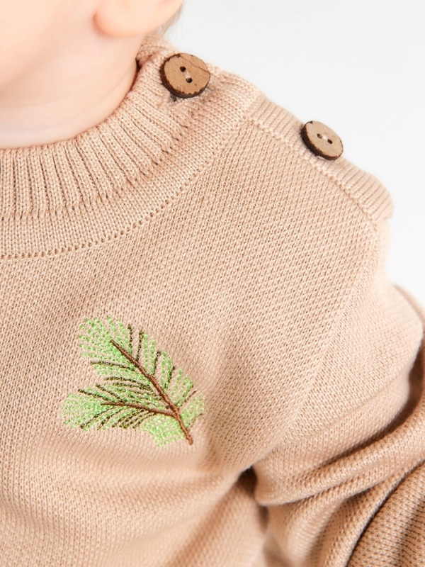 Джемпер вязаный новогодний Крошка Я "Еловые веточки" рост 74-80 см, цвет бежевый