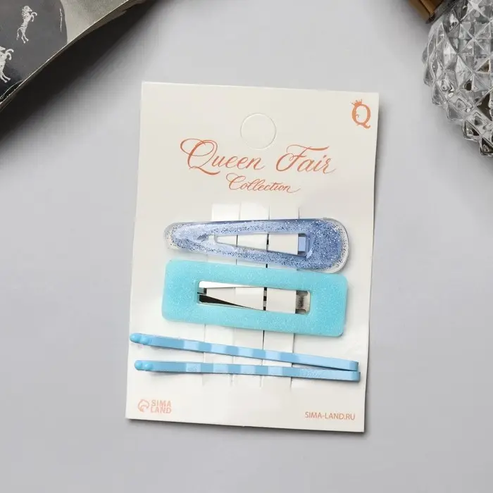 Невидимки для волос &laquo;Флоренс краски&raquo;, набор 4 шт., 5.5 см, голубые