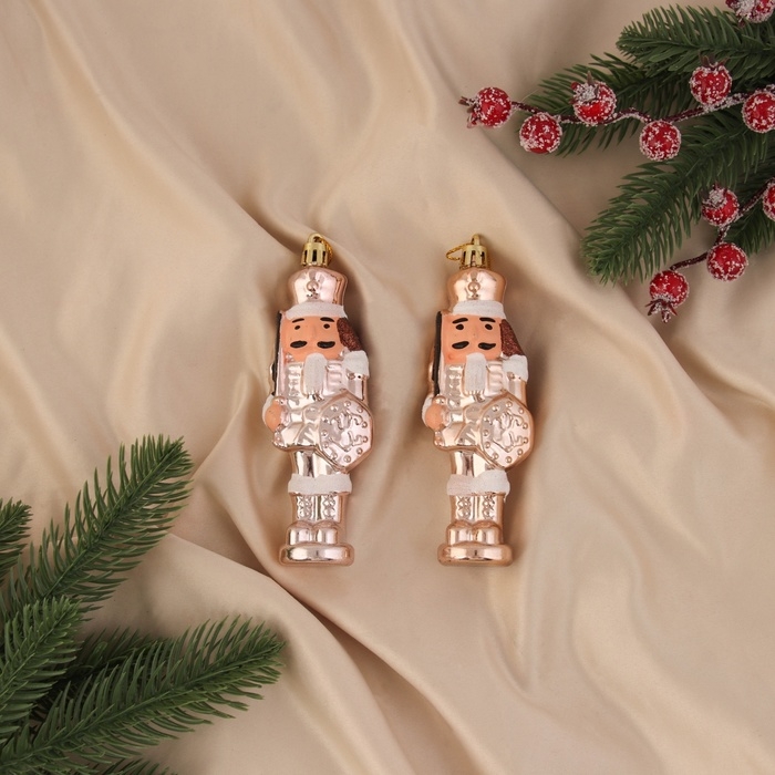 Набор ёлочных игрушек 2 шт. &laquo;Зимнее волшебство. Щелкунчик&raquo; пластик, 14х3 см, золото