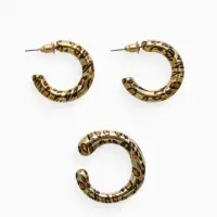 Набор серьги и каффы "Леопард", цвет золото