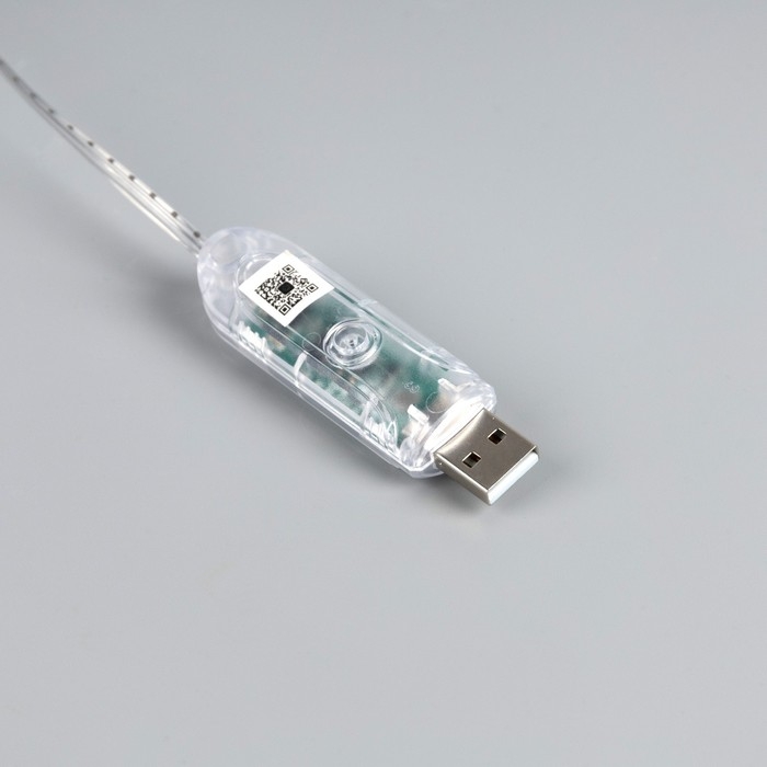 Умная гирлянда &laquo;Нить&raquo; 10 м роса, IP20, серебристая нить, 100 LED, управление с приложения, свечение RGB, USB