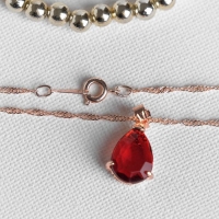 Гарнитур 2 предмета: серьги, кулон &laquo;Эдель&raquo; капля идеал, цвет красный в золоте, 45 см