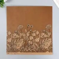 Бумага для скрапбукинга двусторонняя крафт "Какао и цветы" плотность 180 гр 30,5х32 см