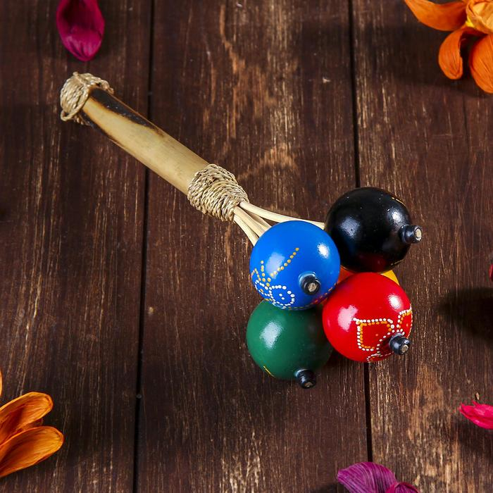 Сувенирный музыкальный инструмент Сувенирный музыкальный инструмент "Маракас с 5 шариками" 10х27х10 см