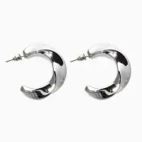 Серьги-кольца "Перекрученые", d=3см, цвет серебро