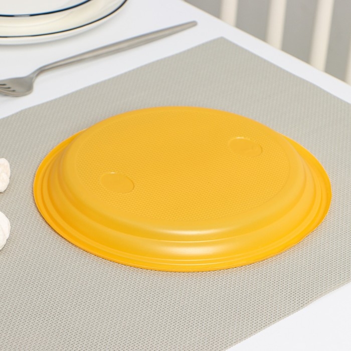 Тарелки пластиковые одноразовые, d= 21 см, цвет жёлтый, 12 шт/уп Тарелки пластиковые одноразовые, d= 21 см, цвет жёлтый, 12 шт/уп