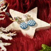 Клипсы детские "Выбражулька" снежинка, страза, цвет голубо-белый