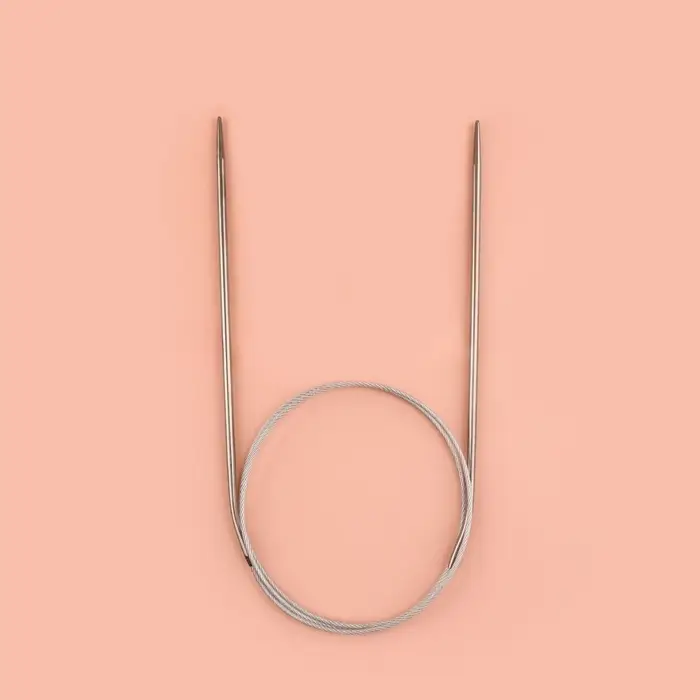 Спицы круговые, для вязания, с металлическим тросом, d=3 мм, 14/80 см