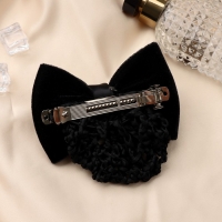 Заколка-автомат для волос "Бантик" с сеточкой для пучка, d-10 см, чёрный Заколка-автомат для волос "Бантик" с сеточкой для пучка, d-10 см, чёрный