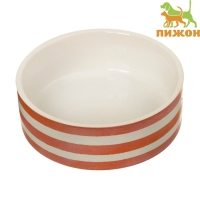 Миска керамическая "Полоски" 200 мл,  10,5 х 4 см, терракотовая