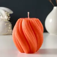 Свеча-цилиндр 9х8 см, 220 гр, с нарезкой, персик