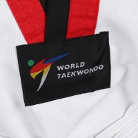 Добок (кимоно) для Тхэквондо, белый, черно-красный ворот, детский, размер 150