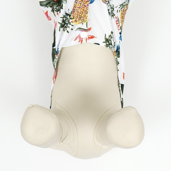 Рубашка для собак "Тропики", L (ДС 28, ОГ 36, ОШ 26 см), белая