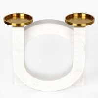 Подсвечник латунь, мрамор &laquo;Камелия&raquo; 19 х 18 х 8 см