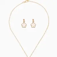 Набор 2 пред-та: серьги,кулон "Цветочки", цвет белый в золоте 44+удл.