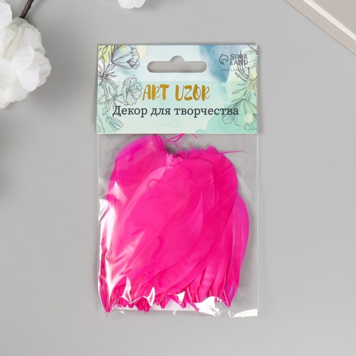 Перо декоративное гусиное Перо декоративное гусиное "Фуксия" в форме листа набор 40 шт h=5-7 см
