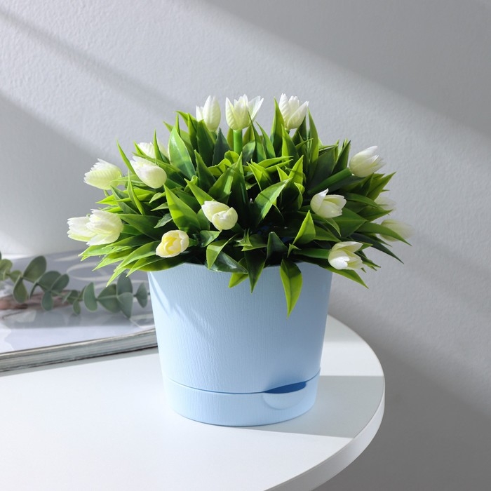 Горшок для цветов с прикорневым поливом «Альянс», 1 л, d=13 см, h=12 см, цвет голубой Горшок для цветов с прикорневым поливом «Альянс», 1 л, d=13 см, h=12 см, цвет голубой