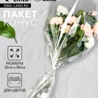 Пакет для цветов, конус под гладиолус, 14+52&times;80 см, прозрачный