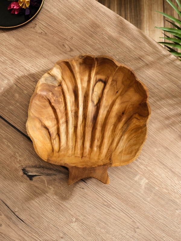 Тарелка "Морская раковина" дерево Джати, 25х25х5 см, цв. коричневый