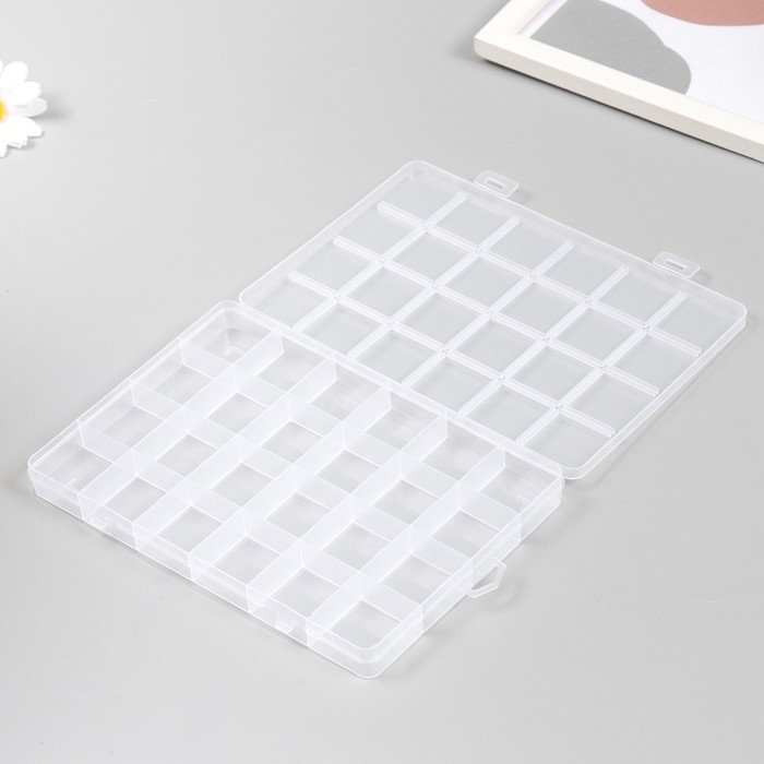 Шкатулка пластик для мелочей "Прямоугольная" 24 отделения 18,8х13х1,7 см