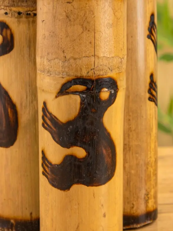 Свеча в бамбуке тройная &laquo;Птица&raquo;, 14&times;14&times;30 см, 100 мл, бежевая