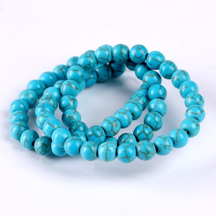 Бусины из натурального камня &laquo;Бирюза&raquo; набор 58 шт., размер 1 шт. &mdash; 6 мм